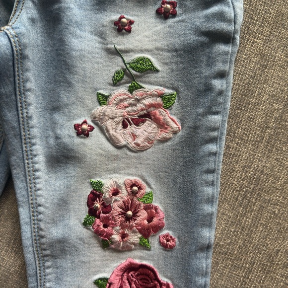 Jordache Light Blue Floral Embroidered Jeans - Picture 2 of 6